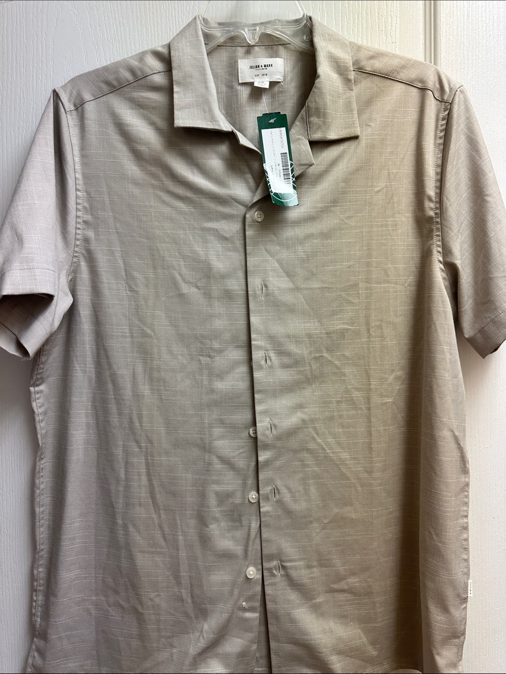Julian & Mark Short-Sleeve Button-Down Shirt in Beige